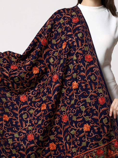 Women's Aari Embroidery Wool Stole